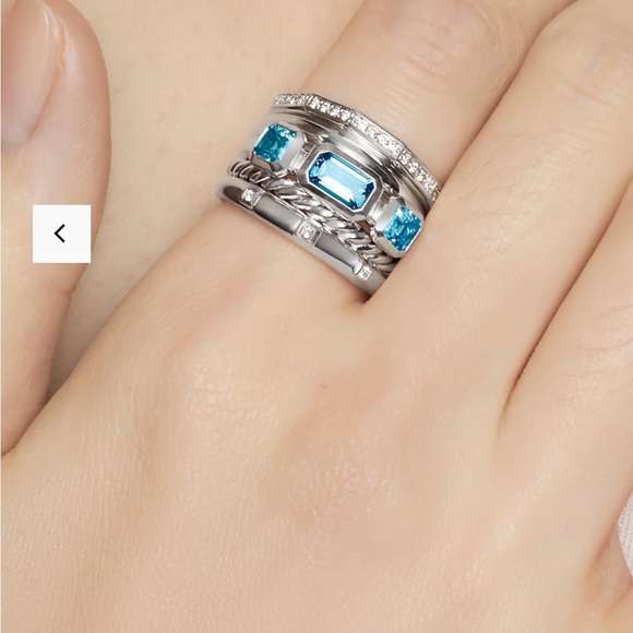 David Yurman London Blue Topaz Stax Five Row Ring - Picture 4 of 5